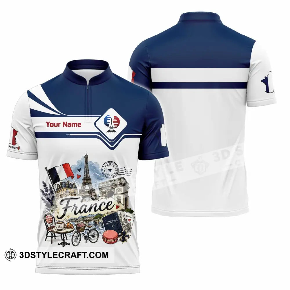 Unisex Shirt - Custom France Shirt - Zipper Polo Shirt / S - T-shirt