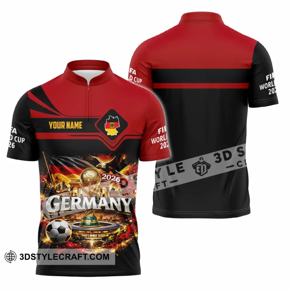 Unisex Shirt - Custom Germany World Cup 2026 3D Shirt Zipper Polo Shirt / S T-shirt