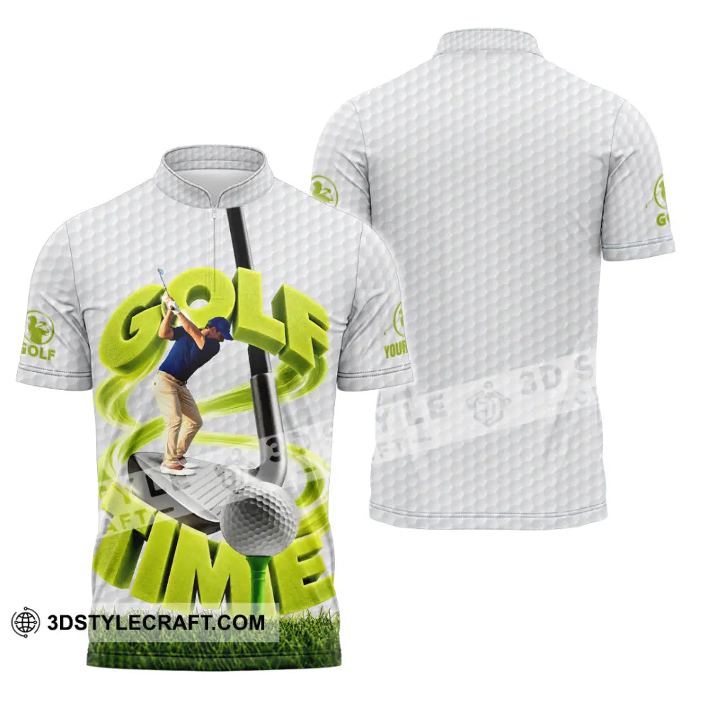 Unisex Shirt - Custom Golf Time Shirt - Zipper Polo Shirt / S - T-shirt
