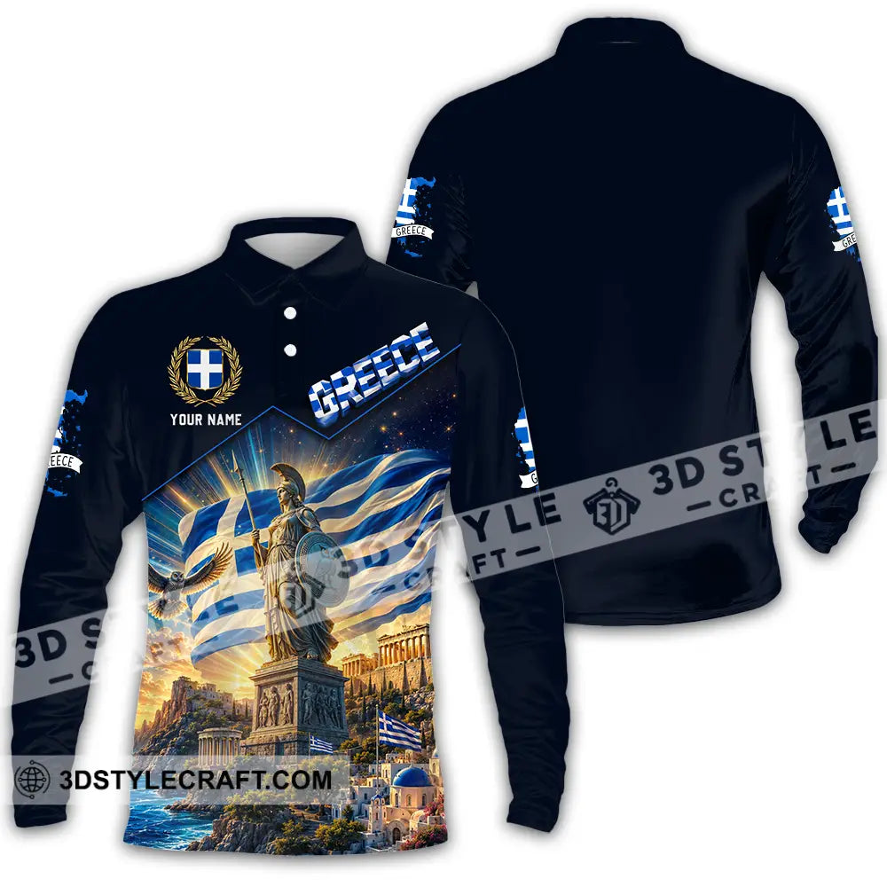 Unisex Shirt - Custom Greece Shirt - Long Sleeve Polo / S - T-shirt