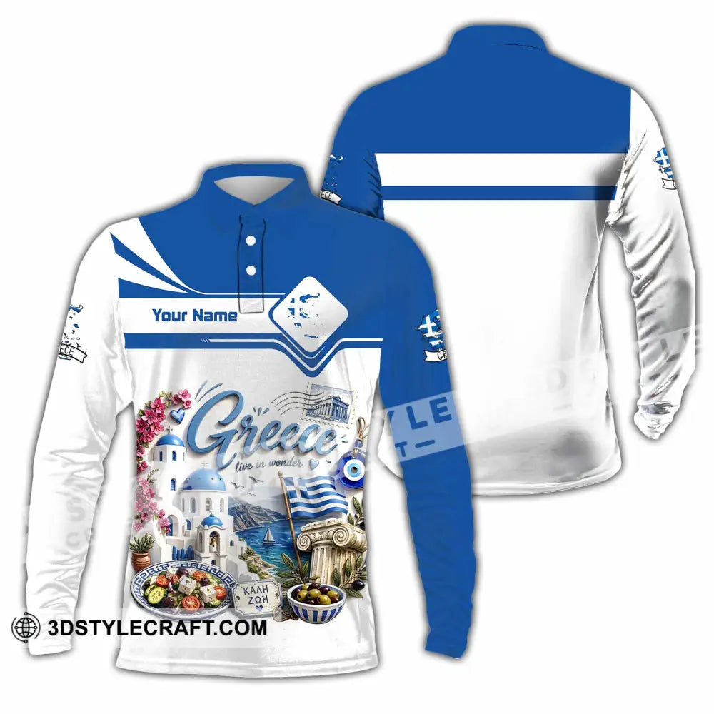 Unisex Shirt - Custom Greece Shirt - Long Sleeve Polo / S - T-shirt