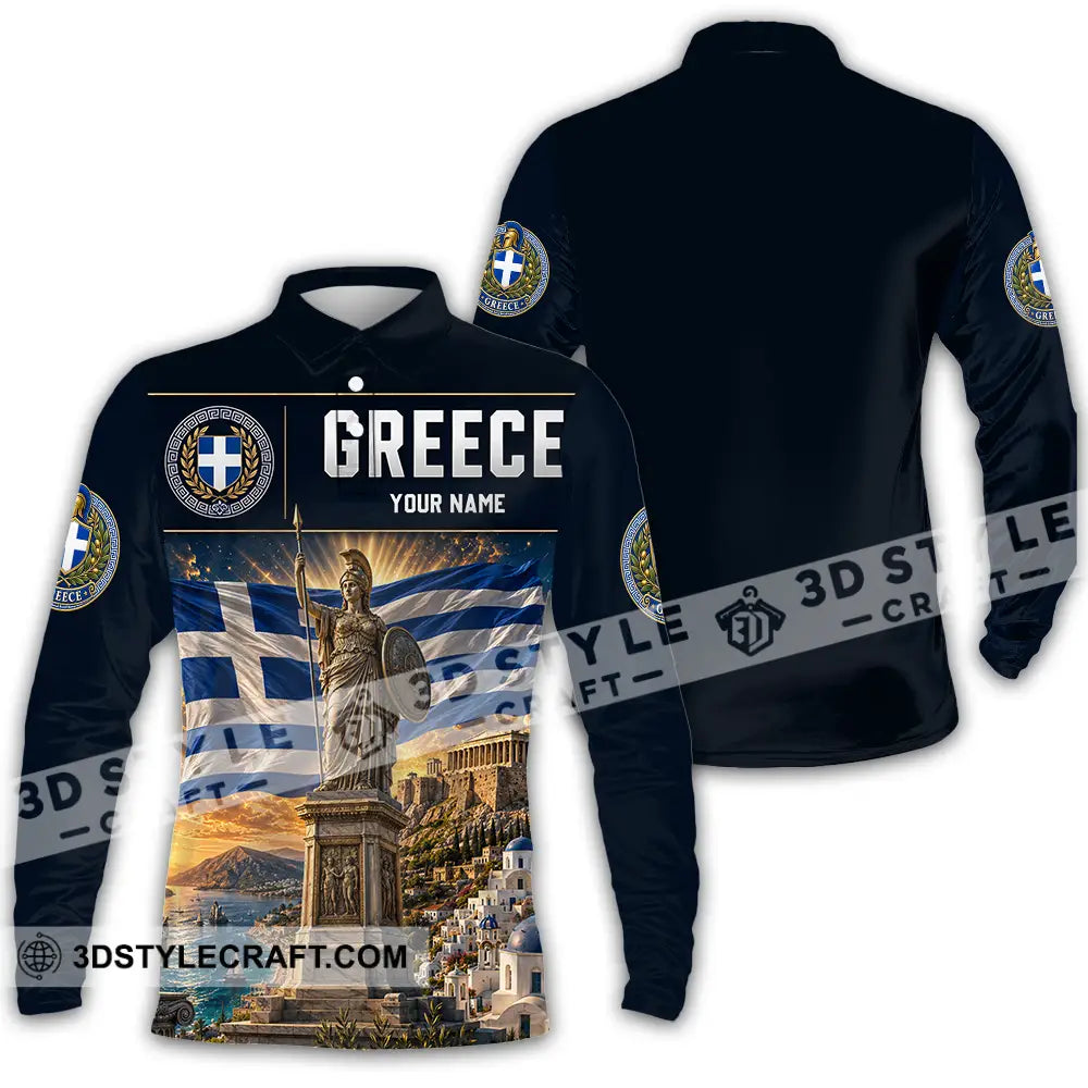 Unisex Shirt - Custom Greece Shirt - Long Sleeve Polo / S - T-shirt
