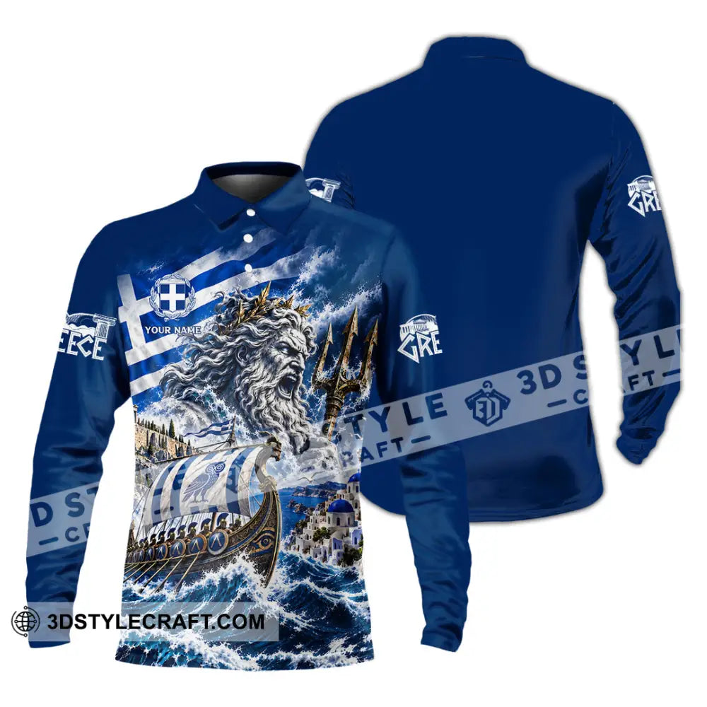 Unisex Shirt - Custom Greece Shirt - Long Sleeve Polo / S - T-shirt