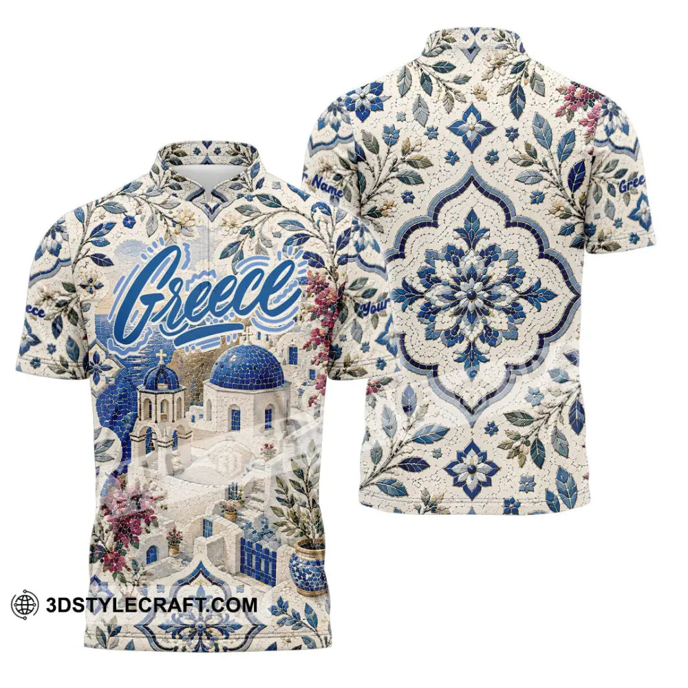 Unisex Shirt - Custom Greece Shirt - Zipper Polo Shirt / S - T-shirt