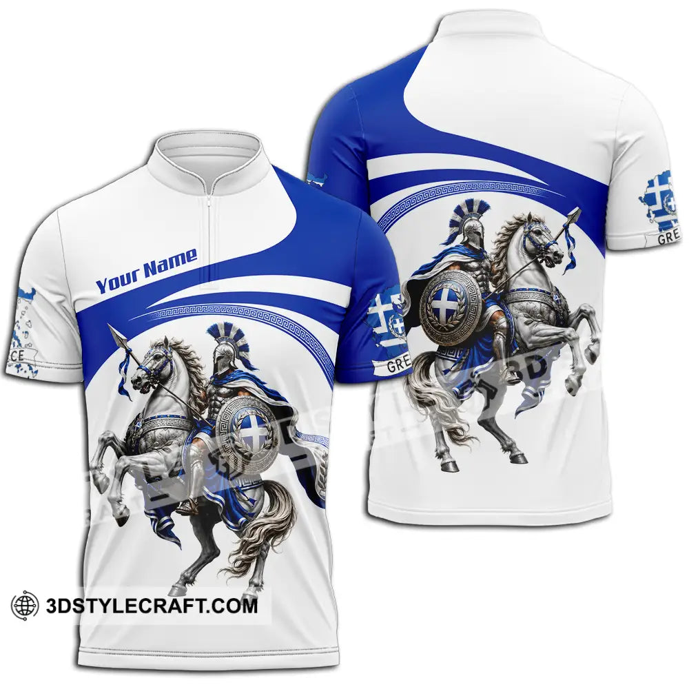 Unisex Shirt - Custom Greece Shirt - Zipper Polo Shirt / S - T-shirt