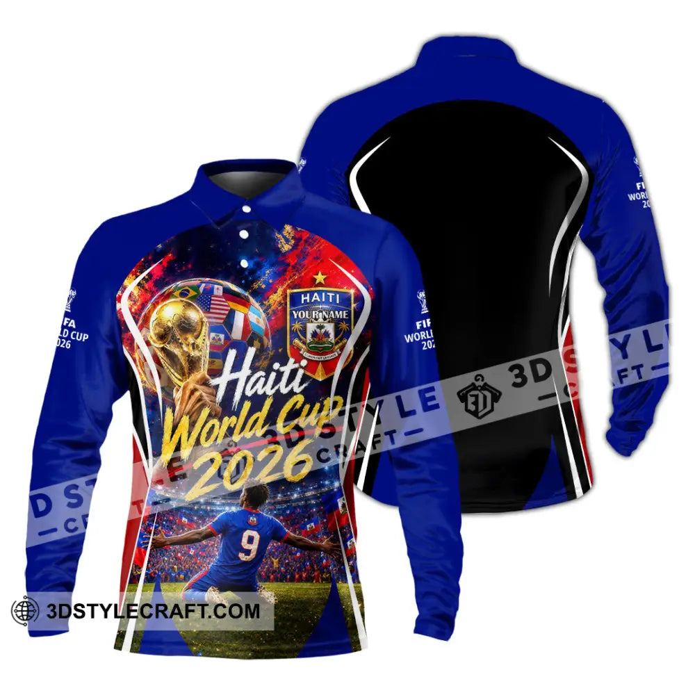 Unisex Shirt - Custom Haiti World Cup 2026 Shirt - Long Sleeve Polo / S - T-shirt