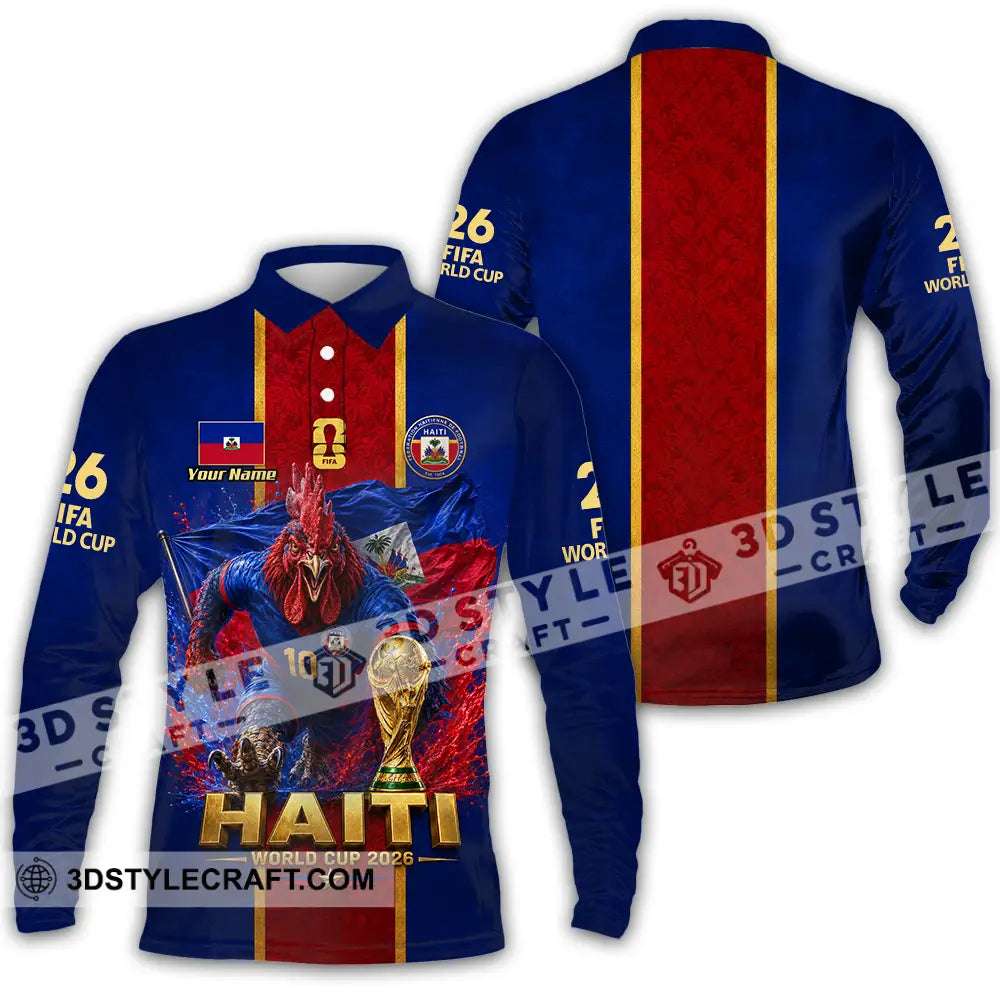 Unisex Shirt - Custom Haiti World Cup 2026 Shirt - Long Sleeve Polo / S - T-shirt