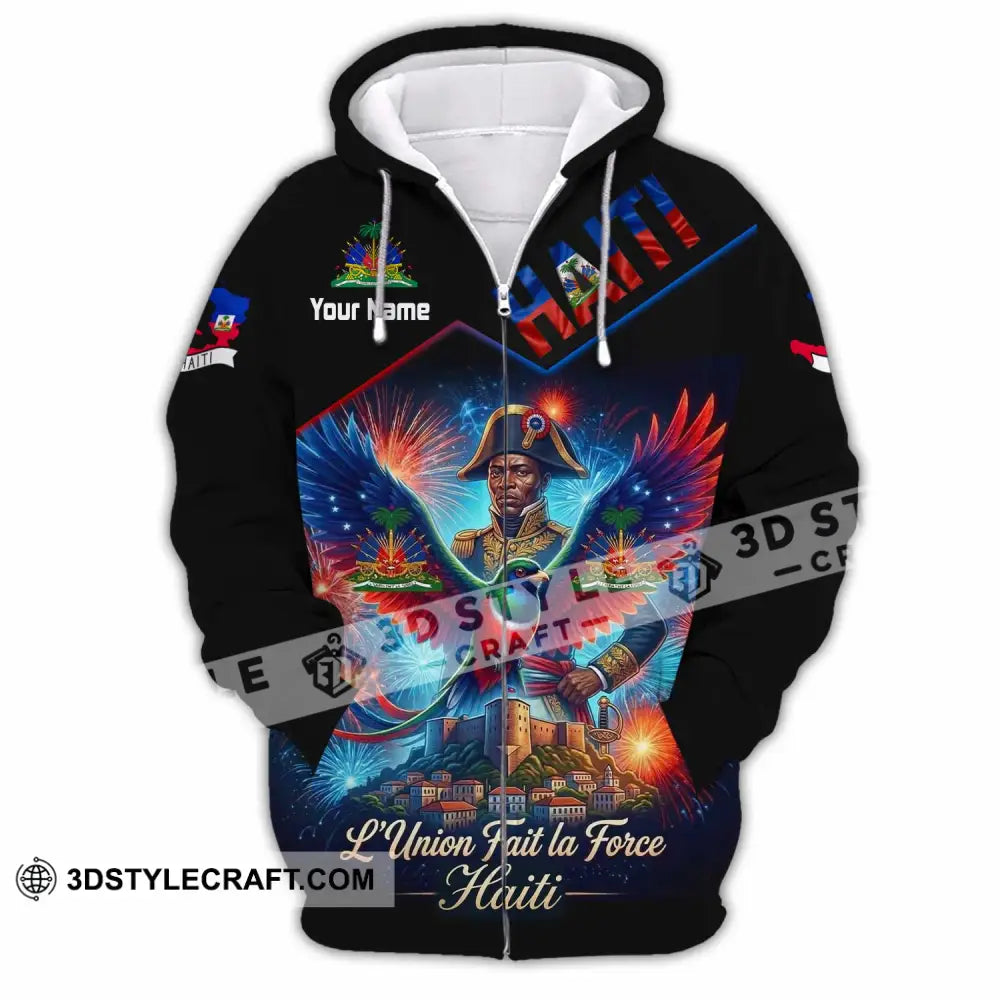 Unisex Shirt - Custom Haiti L’Union Fait La Force Shirt - Zipper Hoodie / S - T-shirt