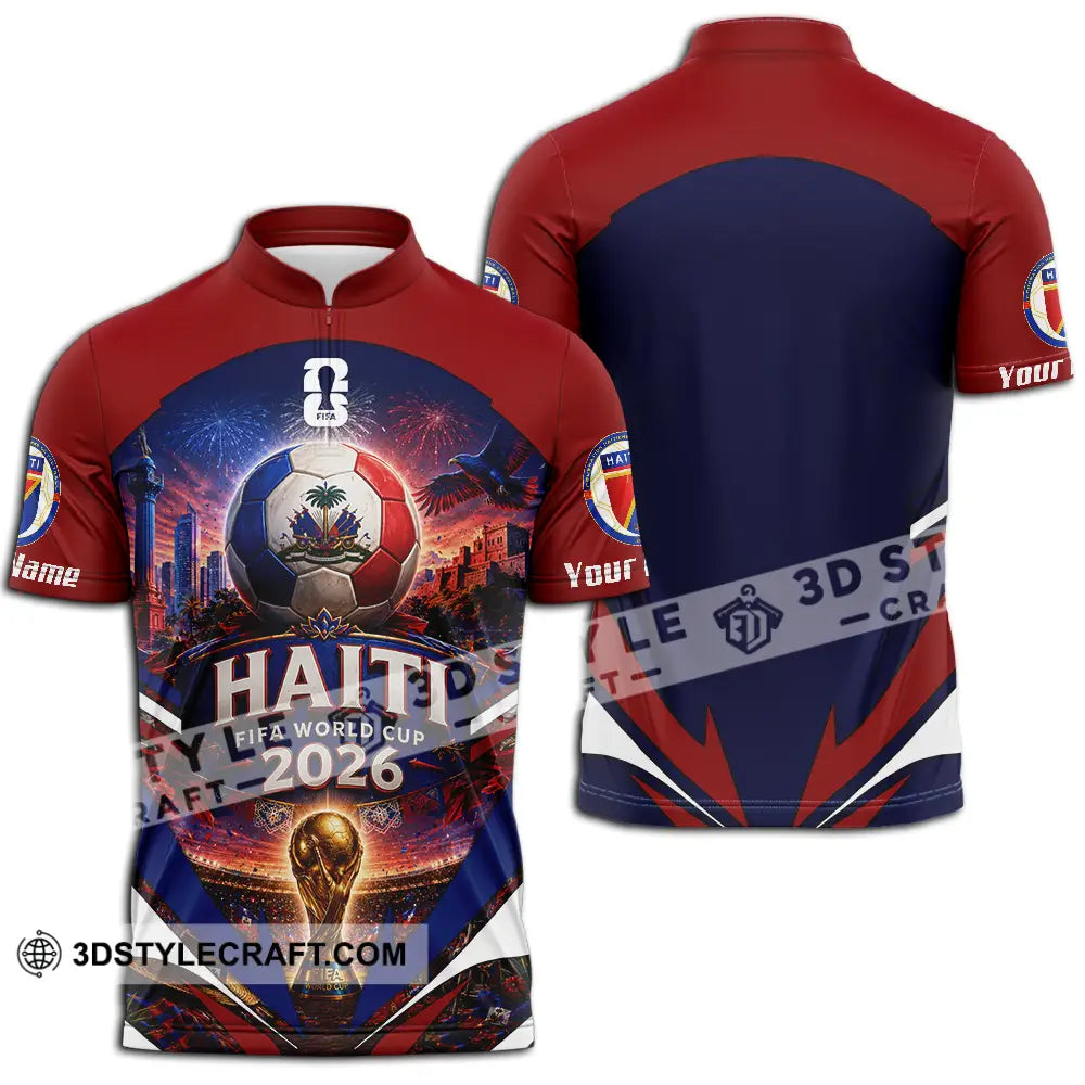 Unisex Shirt - Custom Haiti World Cup 2026 Shirt - Zipper Polo Shirt / S - T-shirt