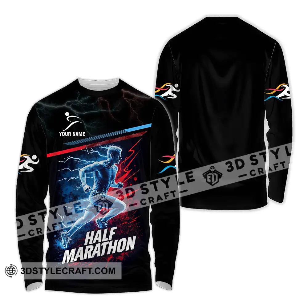 Unisex Shirt - Custom Half Marathon 3D Shirt Long Sleeve Shirt / S T-shirt