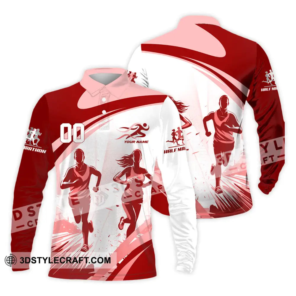 Unisex Shirt - Custom Half Marathon Run 3D Shirt Long Sleeve Polo / S T-shirt