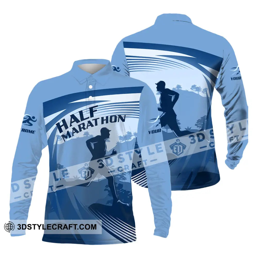 Unisex Shirt - Custom Half Marathon Run 3D Shirt Long Sleeve Polo / S T-shirt