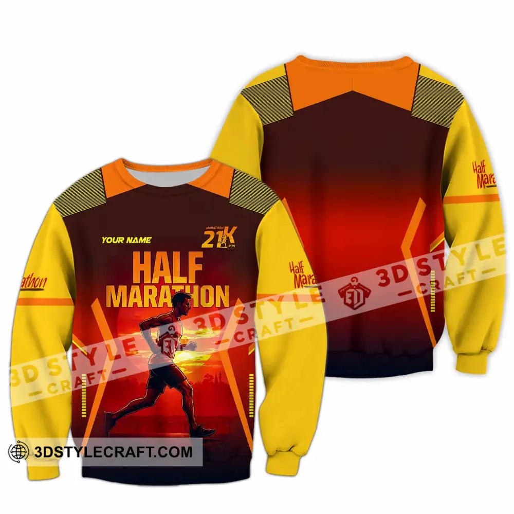 Unisex Shirt - Custom Half Marathon Run 3D Shirt Long Sleeve / S T-shirt