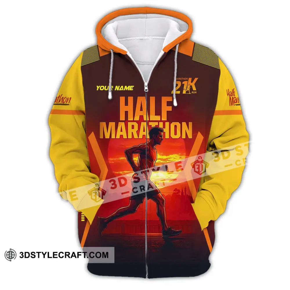 Unisex Shirt - Custom Half Marathon Run 3D Shirt Zipper Hoodie / S T-shirt