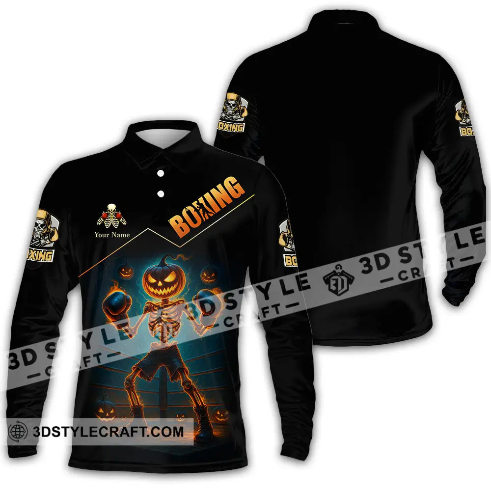 Unisex Shirt - Custom Halloween Boxing Lover Sport Shirt Long Sleeve Polo / S T-shirt