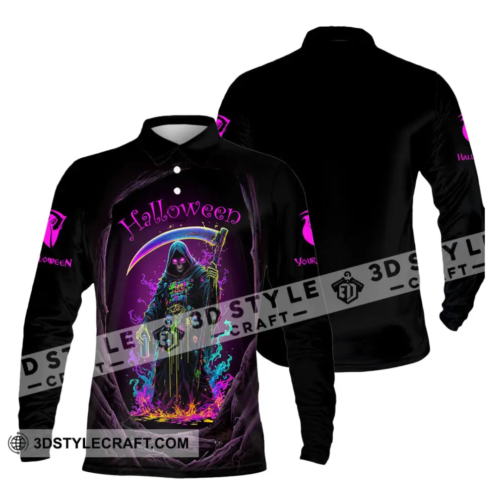 Unisex Shirt Custom Halloween Design Shirt Long Sleeve Polo / S T shirt