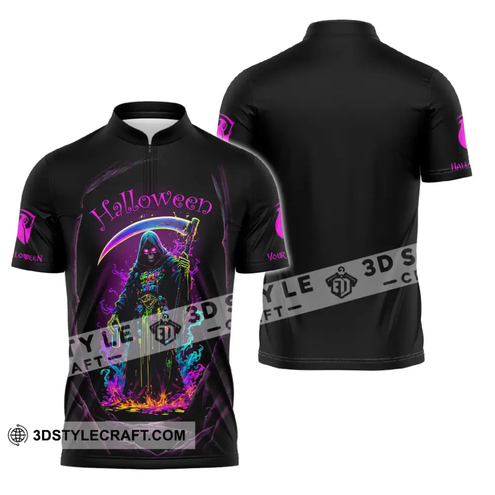 Unisex Shirt Custom Halloween Design Shirt Zipper Polo Shirt / S T shirt