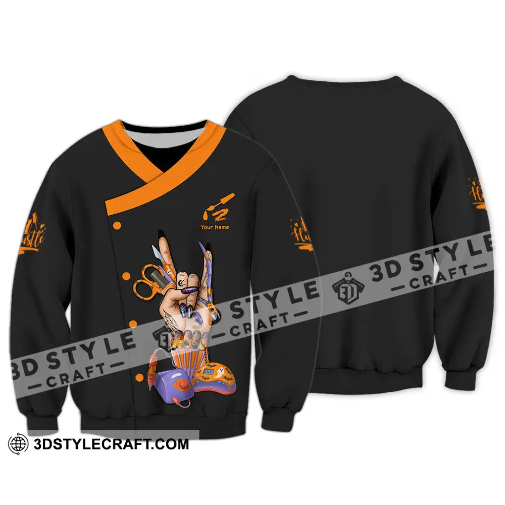 Unisex Shirt Custom Halloween Nails Artist Shirt Long Sleeve / S T shirt