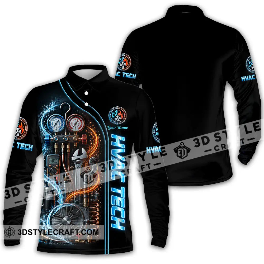 Unisex Shirt - Custom HVAC Tech Shirt - Long Sleeve Polo / S - T-shirt