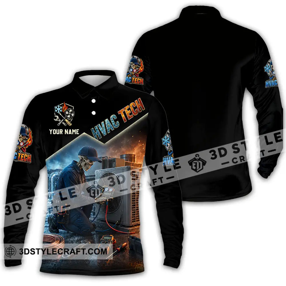 Unisex Shirt - Custom HVAC Tech Shirt - Long Sleeve Polo / S - T-shirt