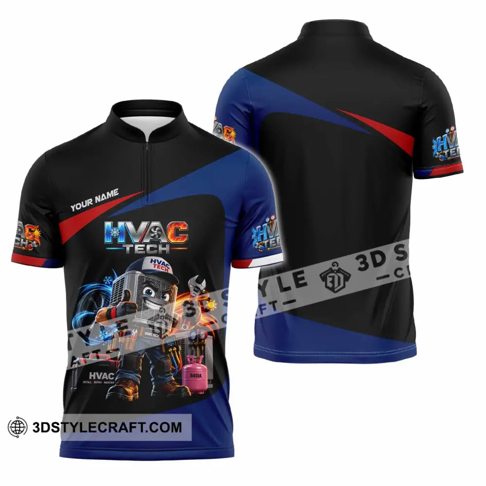 Unisex Shirt - Custom HVAC Tech Shirt - Zipper Polo Shirt / S - T-shirt