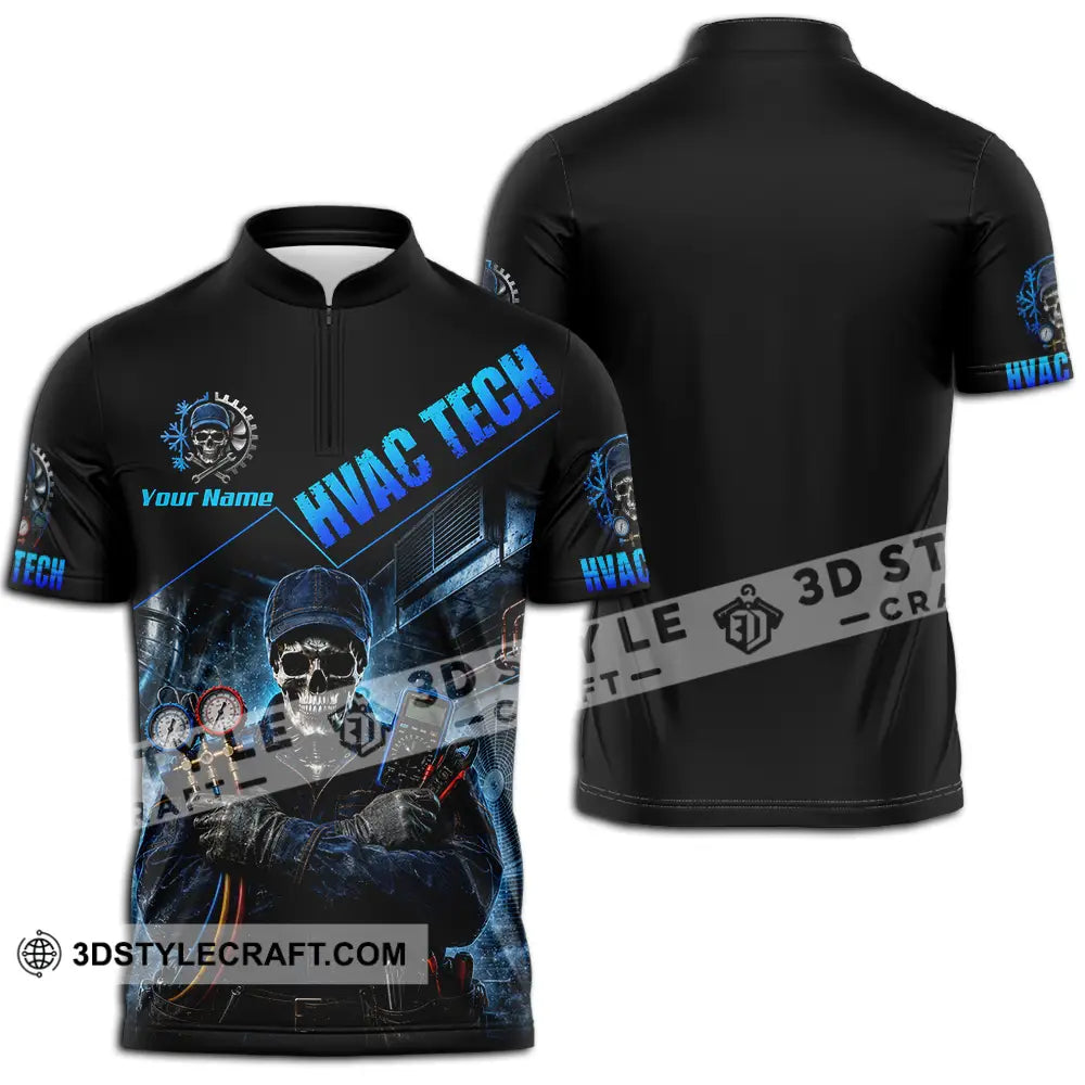 Unisex Shirt - Custom HVAC Tech Shirt - Zipper Polo Shirt / S - T-shirt