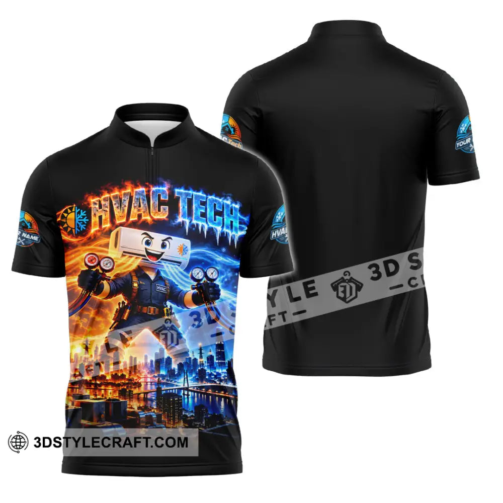 Unisex Shirt - Custom HVAC Tech Shirt - Zipper Polo Shirt / S - T-shirt