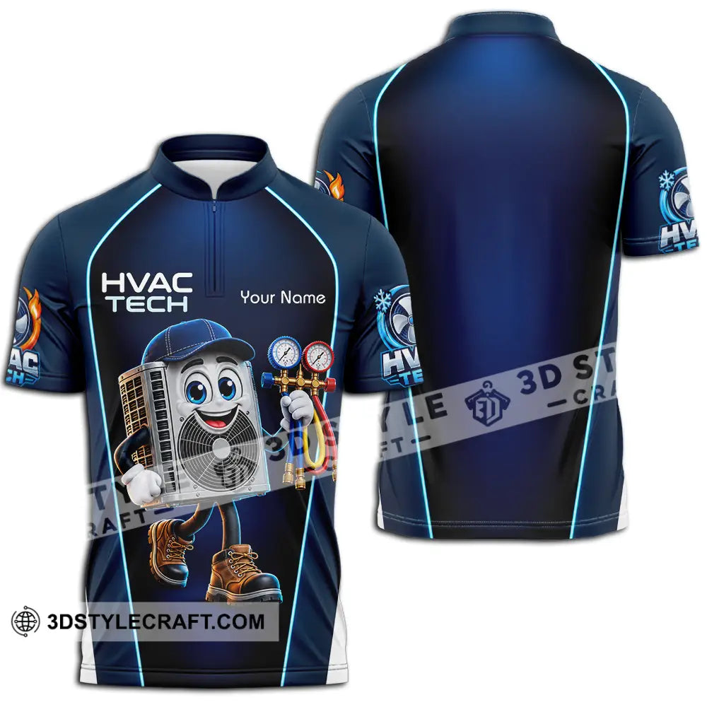 Unisex Shirt - Custom HVAC Tech Shirt - Zipper Polo Shirt / S - T-shirt