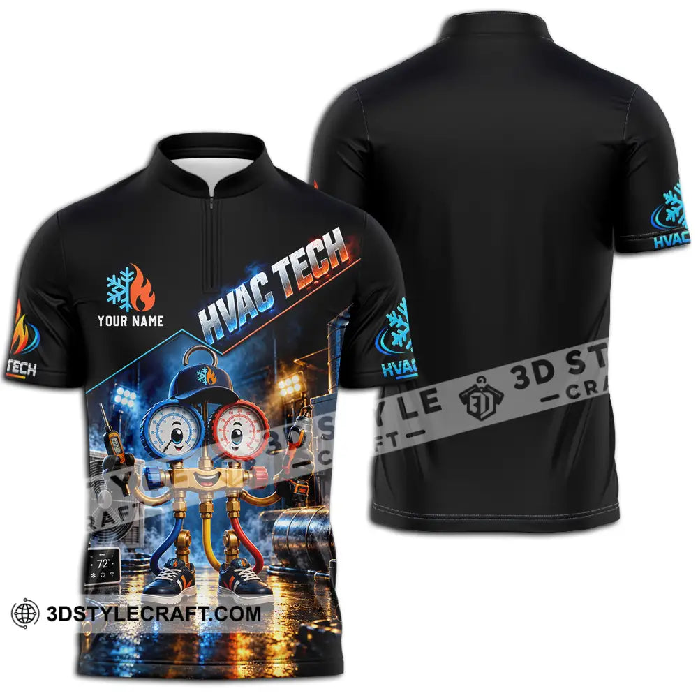 Unisex Shirt - Custom HVAC Tech Shirt - Zipper Polo Shirt / S - T-shirt