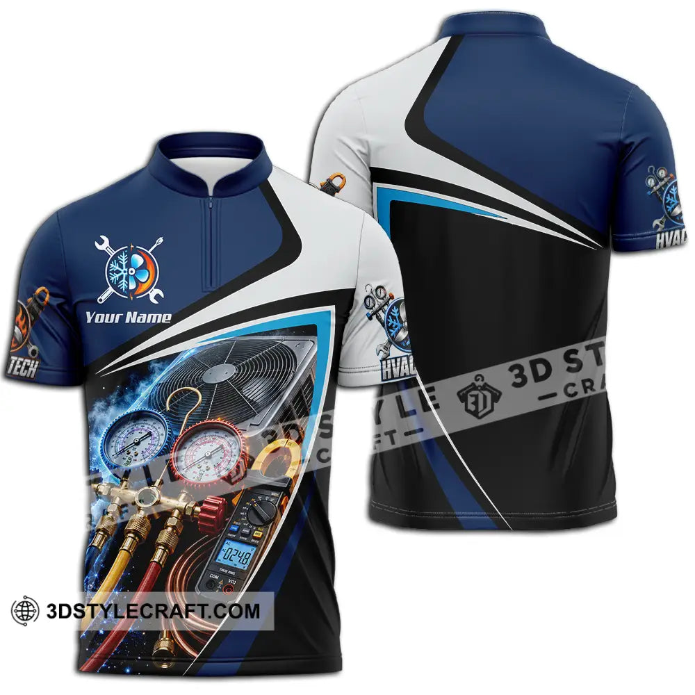Unisex Shirt - Custom HVAC Tech Shirt - Zipper Polo Shirt / S - T-shirt