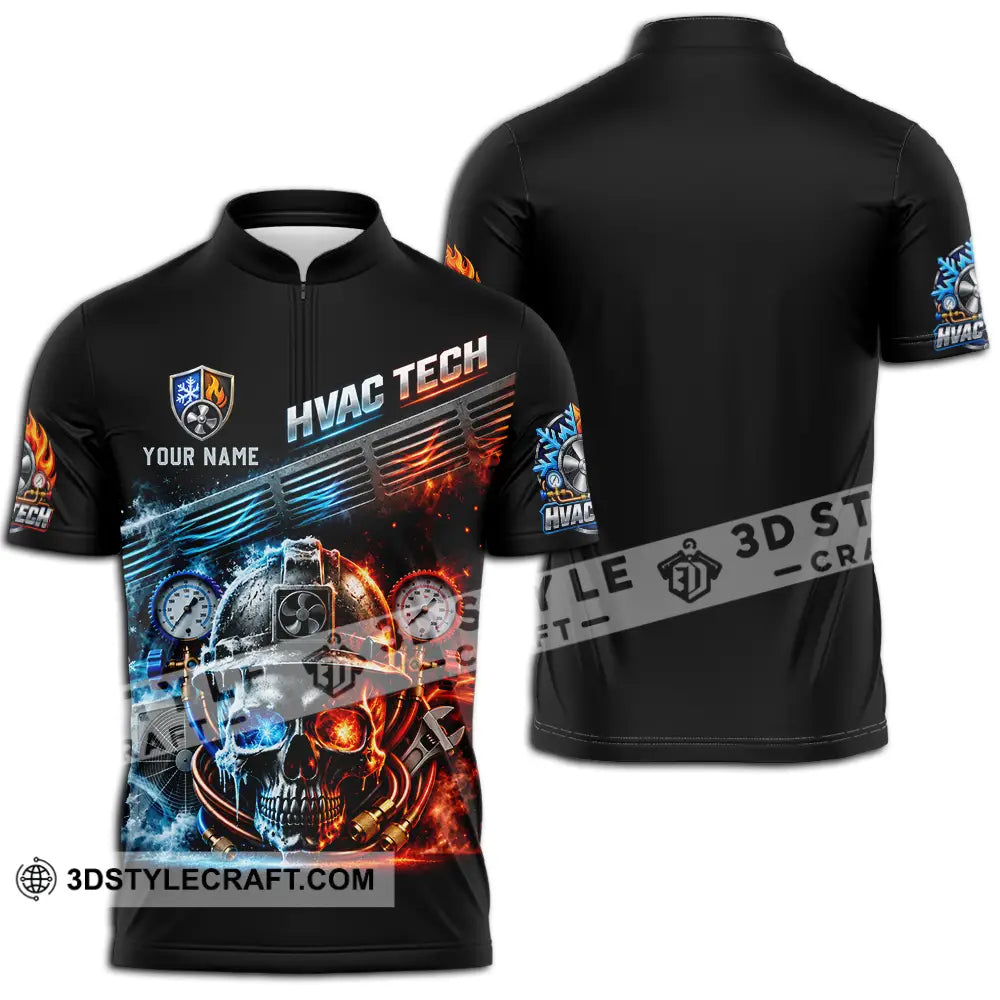 Unisex Shirt - Custom HVAC Tech Shirt - Zipper Polo Shirt / S - T-shirt