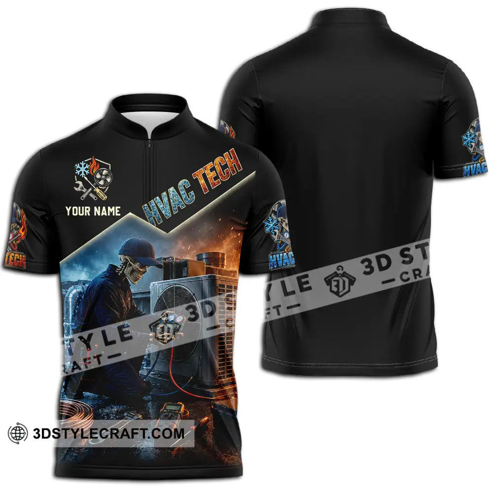 Unisex Shirt - Custom HVAC Tech Shirt - Zipper Polo Shirt / S - T-shirt