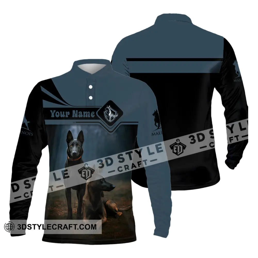 Unisex Shirt - Custom I Love My Belgian Malinois Pet Lover Shirt Long Sleeve Polo / S T-shirt