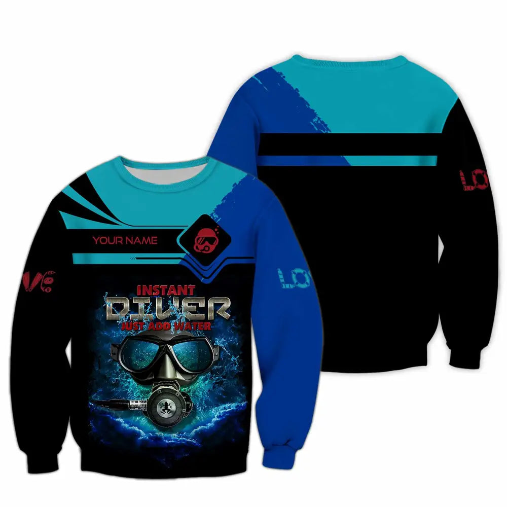 Unisex Shirt - Custom Instant Diver Just Add Water Scuba Diving Diver Shirt Long Sleeve / S T-shirt