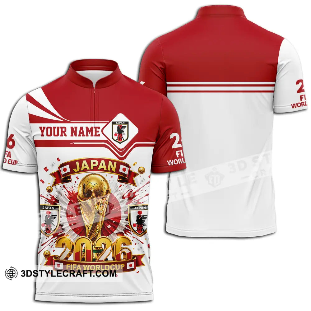 Unisex Shirt - Custom Japan World Cup 2026 3D Shirt - Zipper Polo Shirt / S - T-shirt