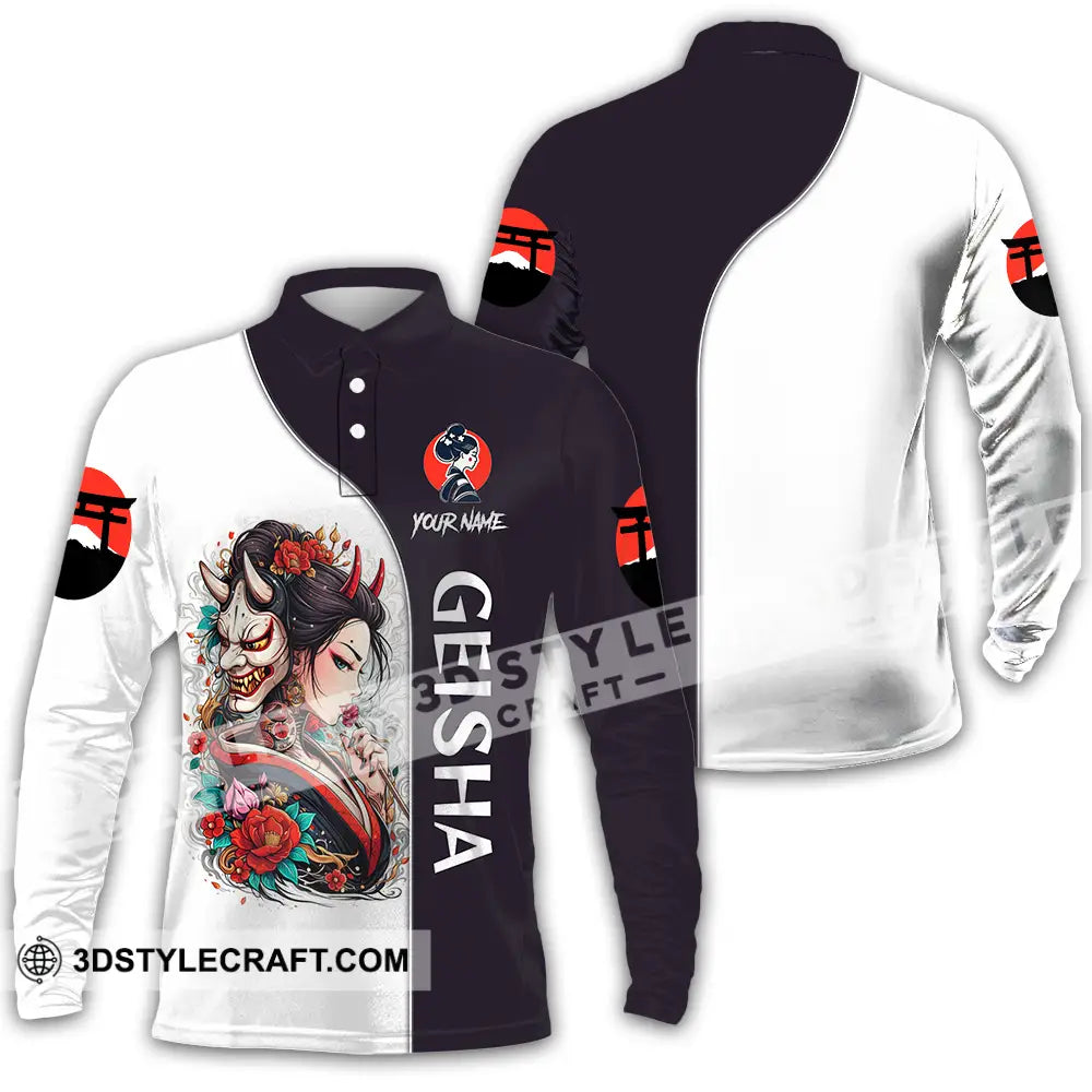 Unisex Shirt - Custom Japan Geisha3D Shirt Long Sleeve Polo / S T-shirt