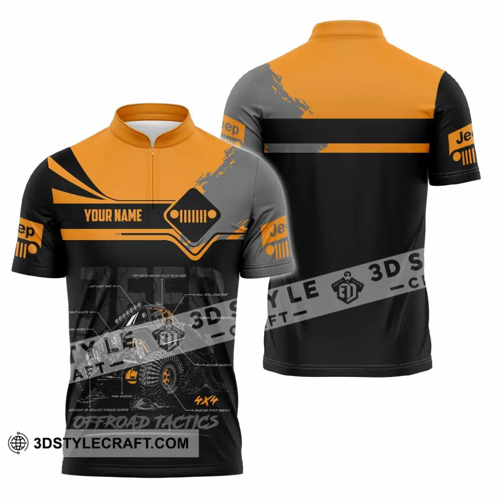 Unisex Shirt - Custom Jeep Offroad Tactics 3D Shirt Zipper Polo Shirt / S T-shirt