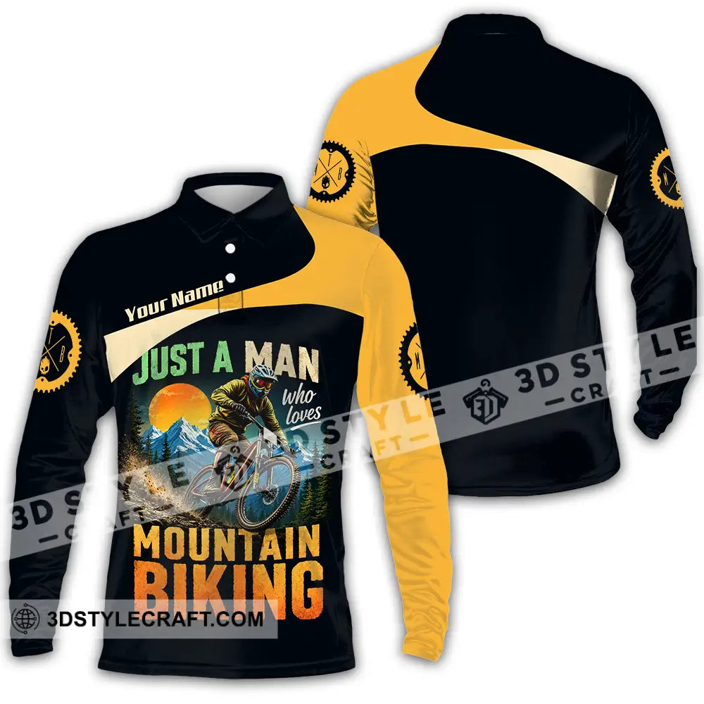 Unisex Shirt - Custom Just A Man Mountain Biking Shirt - Long Sleeve Polo / S - T-shirt