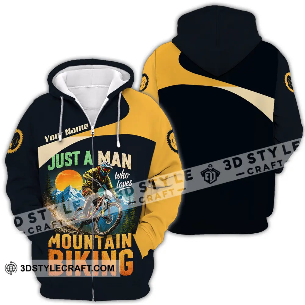 Unisex Shirt - Custom Just A Man Mountain Biking Shirt - Zipper Hoodie / S - T-shirt