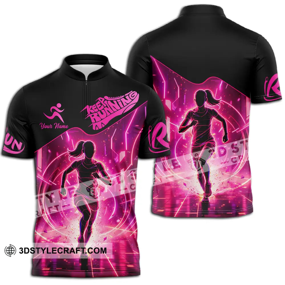 Unisex Shirt - Custom Keep Running 3D Shirt - Zipper Polo Shirt / S - T-shirt