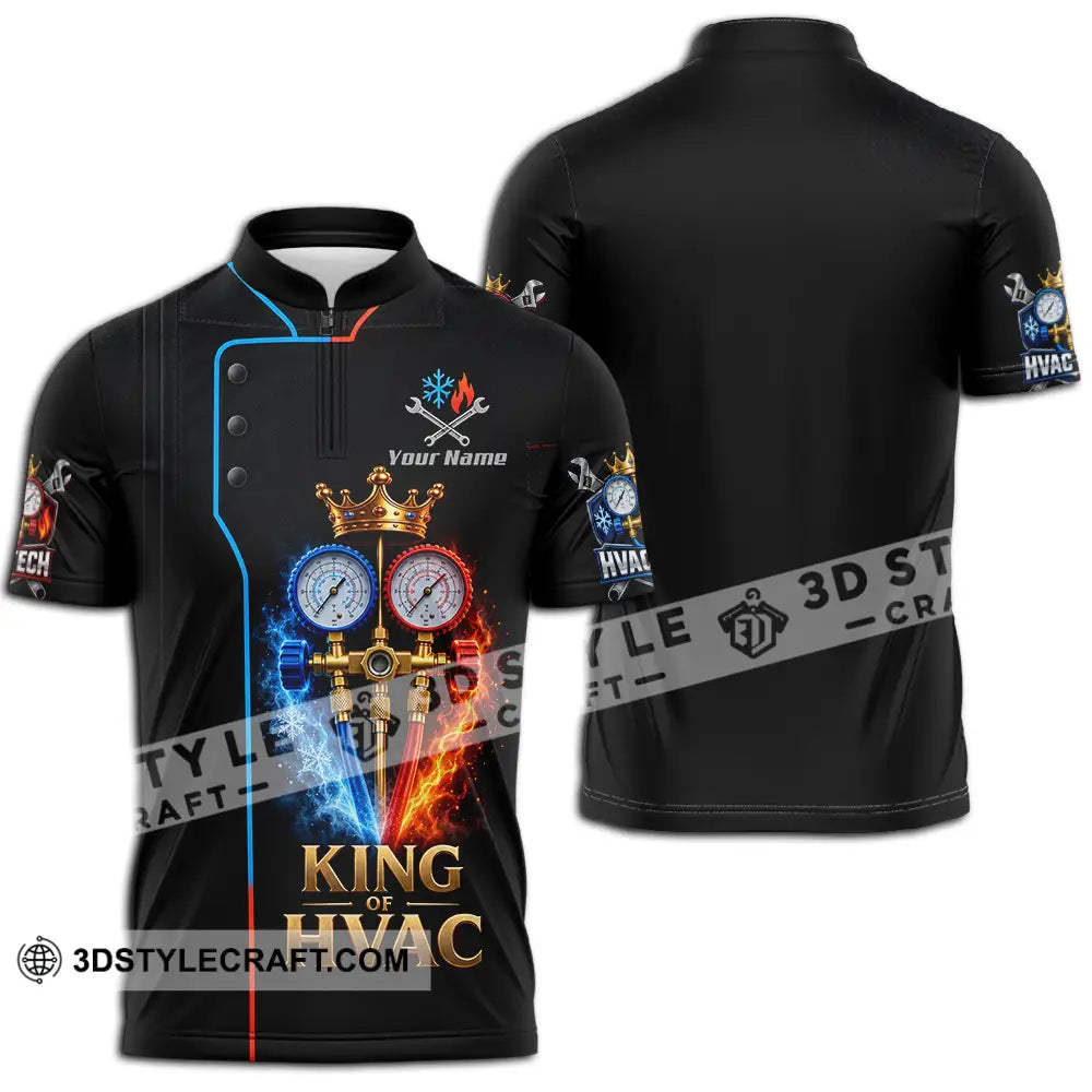 Unisex Shirt - Custom King Of HVAC Shirt - Zipper Polo Shirt / S - T-shirt