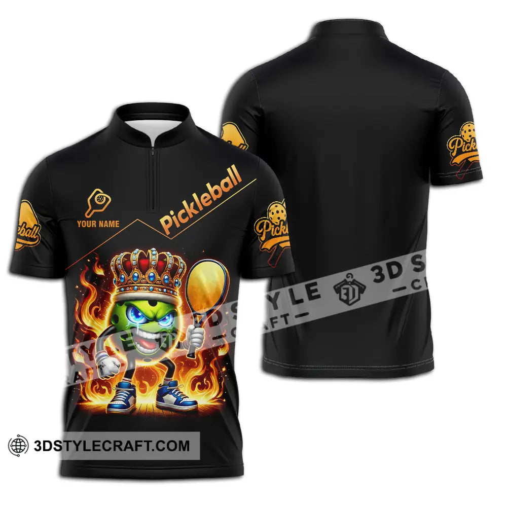 Unisex Shirt - Custom King Of Pickleball Fire Pickleball Shirt Zipper Polo Shirt / S T-shirt