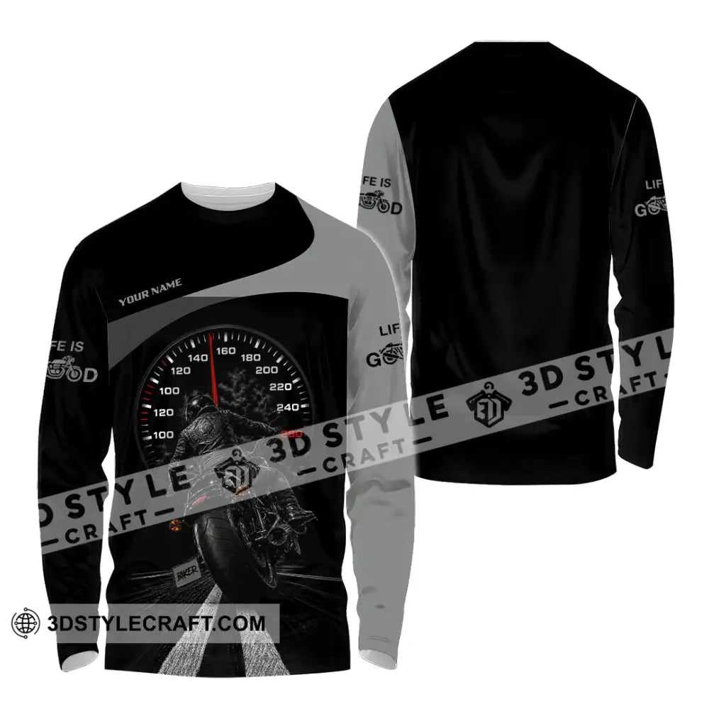Unisex Shirt - Custom Life Is Good Biker Shirt - Long Sleeve Shirt / S - T-shirt
