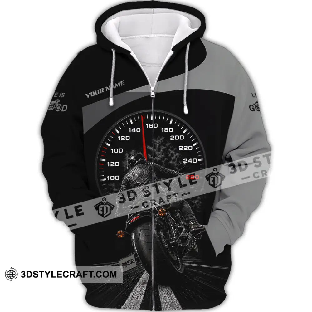 Unisex Shirt - Custom Life Is Good Biker Shirt - Zipper Hoodie / S - T-shirt