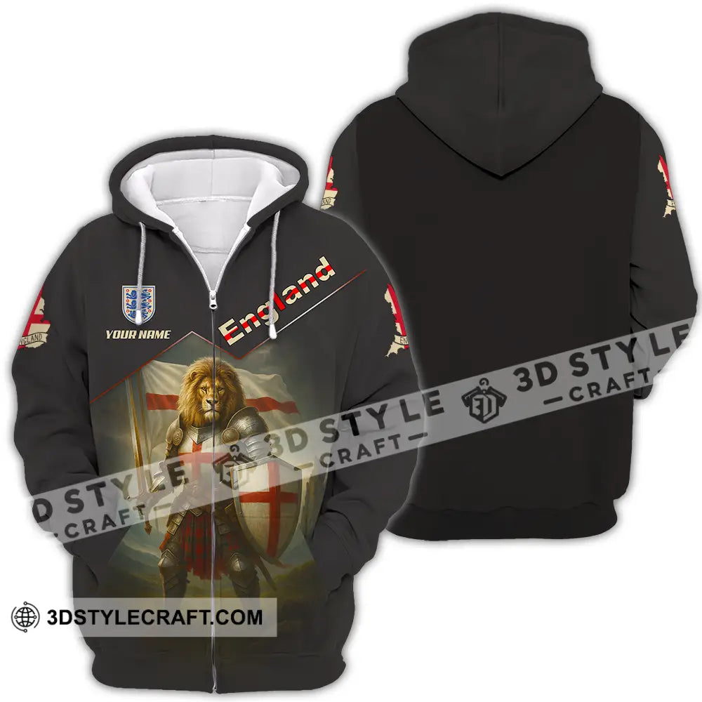 Unisex Shirt - Custom Lion Warrior England Shirt Zipper Hoodie / S T-shirt