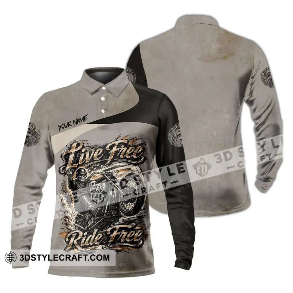 Unisex Shirt - Custom Live Free Ride Free Shirt - Long Sleeve Polo / S - T-shirt