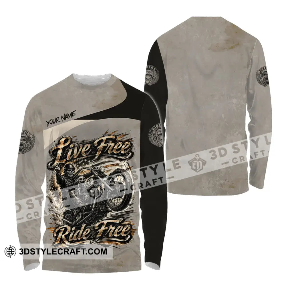 Unisex Shirt - Custom Live Free Ride Free Shirt - Long Sleeve Shirt / S - T-shirt