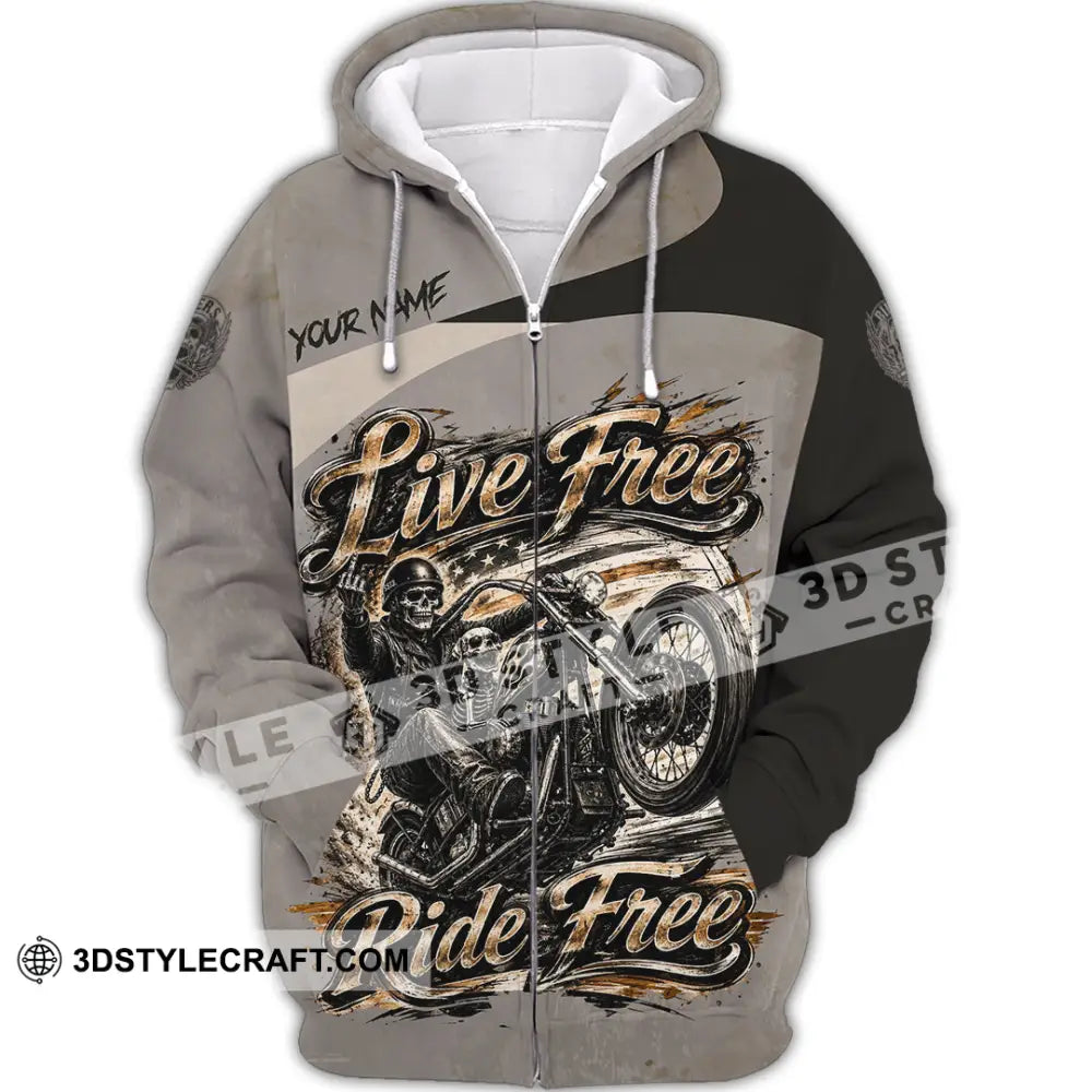 Unisex Shirt - Custom Live Free Ride Free Shirt - Zipper Hoodie / S - T-shirt