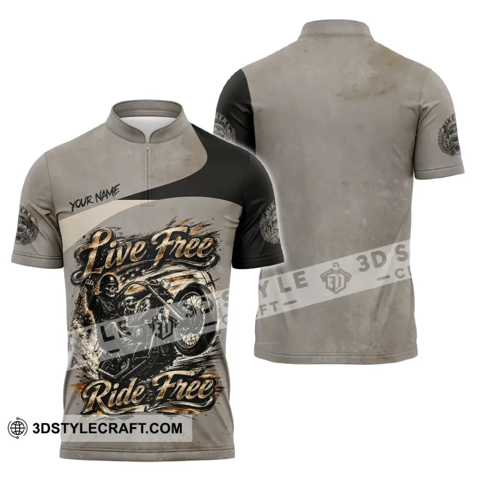 Unisex Shirt - Custom Live Free Ride Free Shirt - Zipper Polo Shirt / S - T-shirt