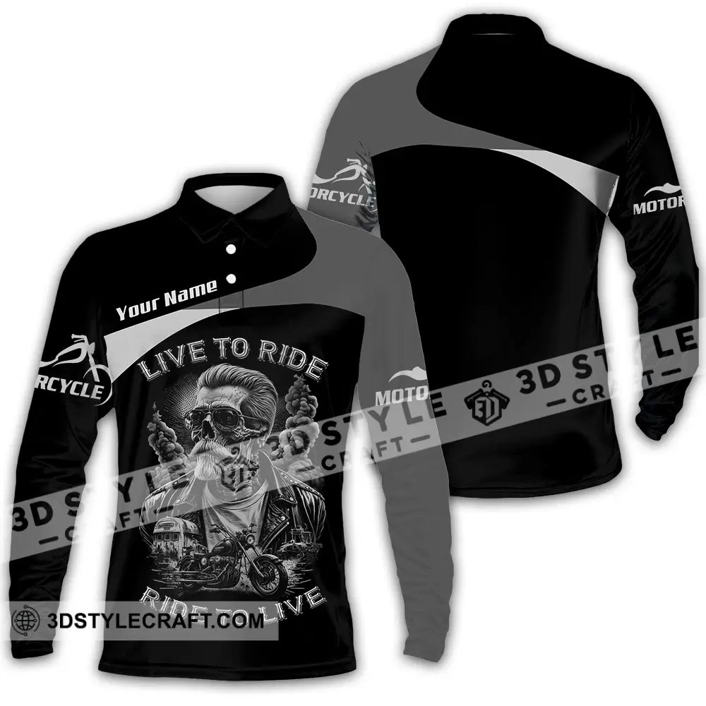 Unisex Shirt - Custom Live To Ride Ride To Live 3D Shirt - Long Sleeve Polo / S - T-shirt
